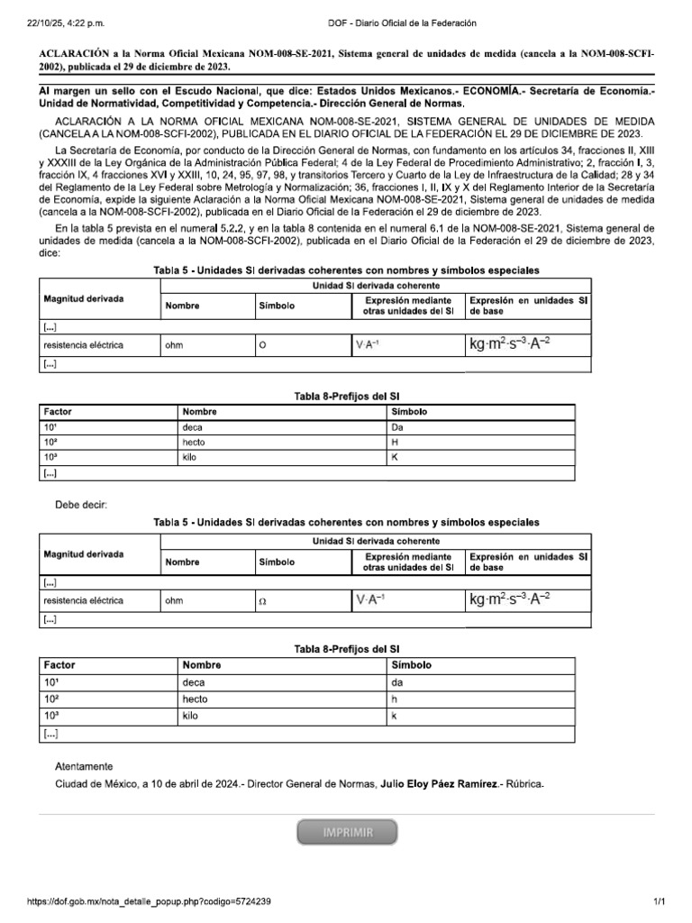 Aclaración NOM 008 | PDF