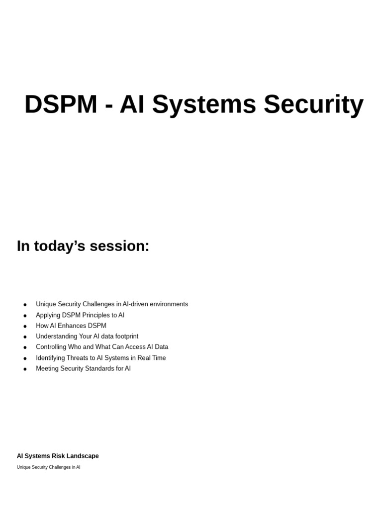 DSPM - AI Systems Security | PDF | Artificial Intelligence ...