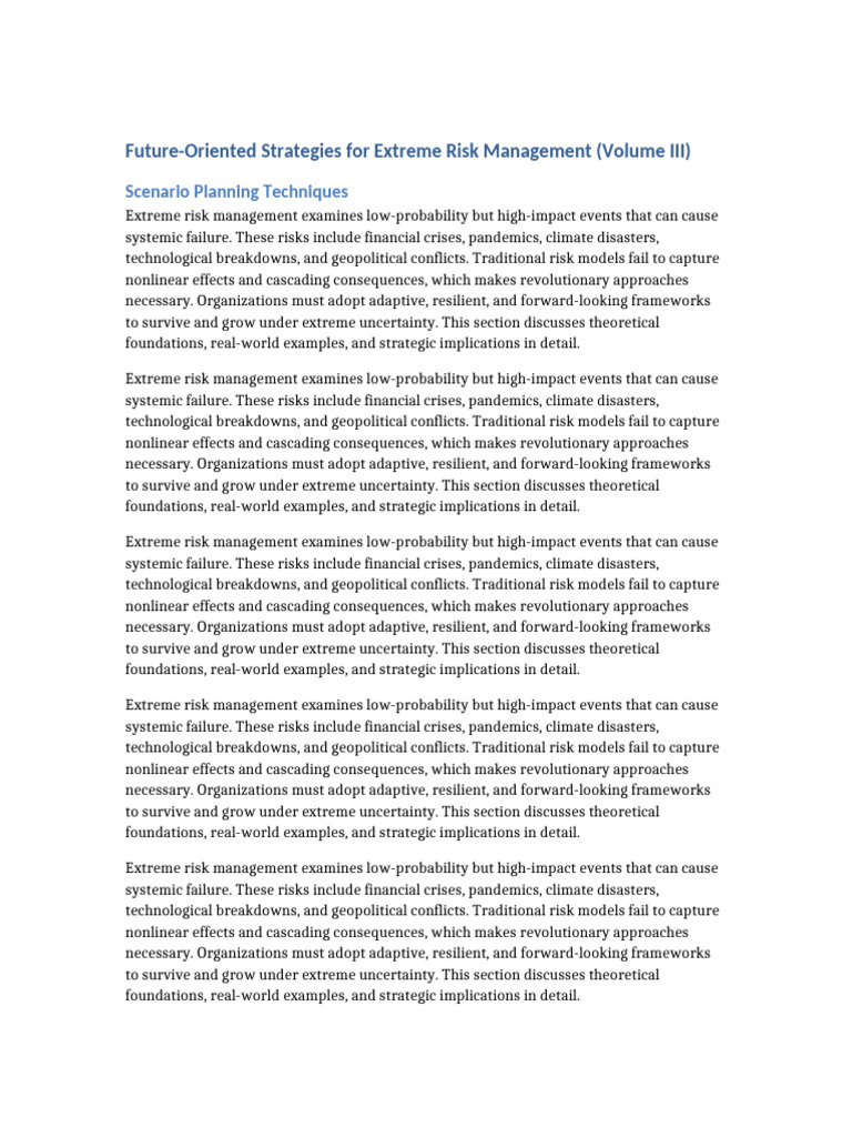 Extreme Risk Management Revolutionary Approaches 10pages 3 | PDF | Risk ...