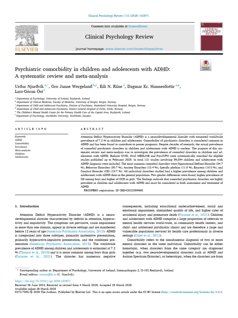 5.psychiatric Comorbidity in Children and Adolescents With ADHD | PDF ...