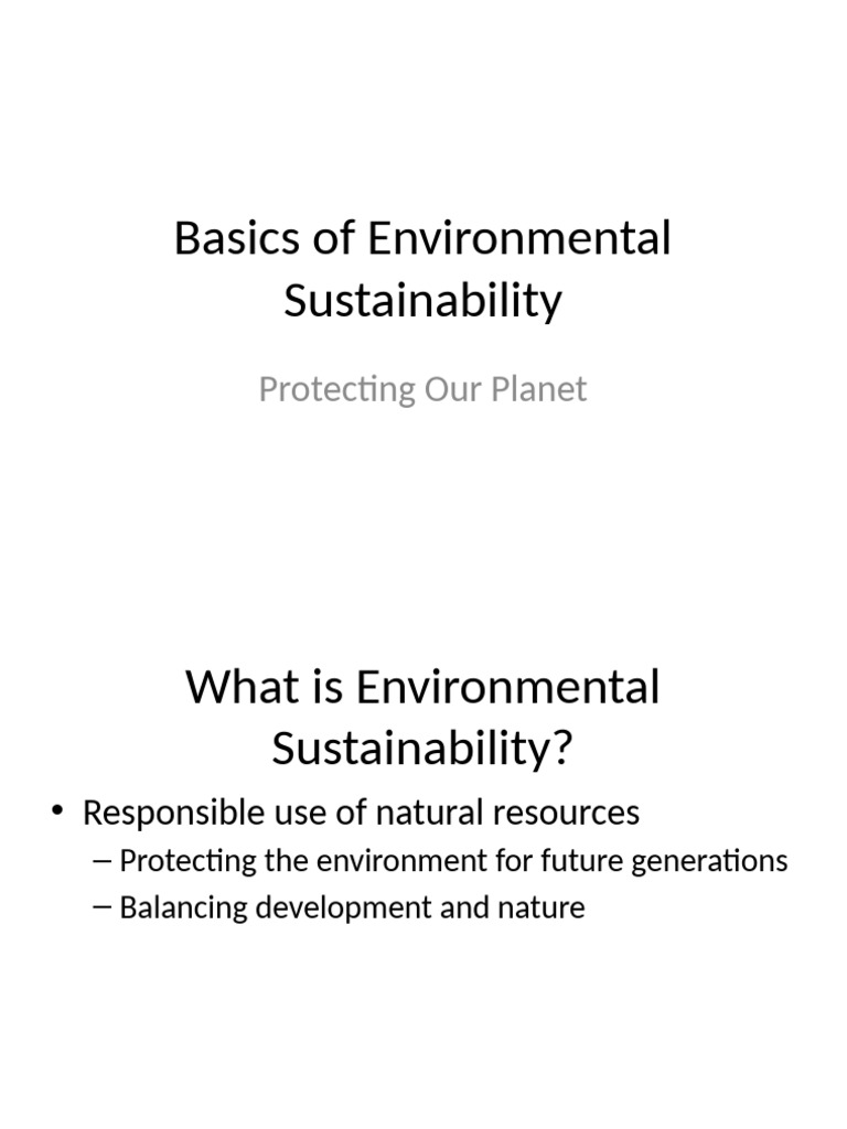 Basics of Environmental Sustainability | PDF