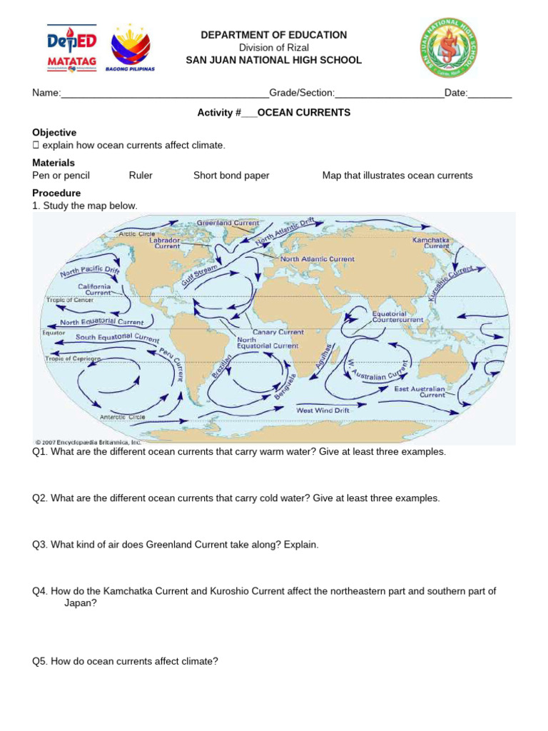 Activity 5 Ocean Currents | PDF