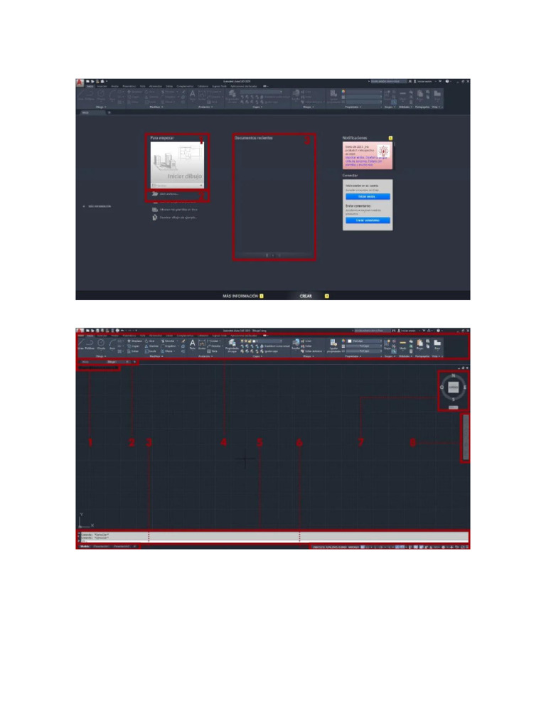 PARA IMPRIMIR Interfaz de AutoCAD en La Pantalla de Inicio | PDF