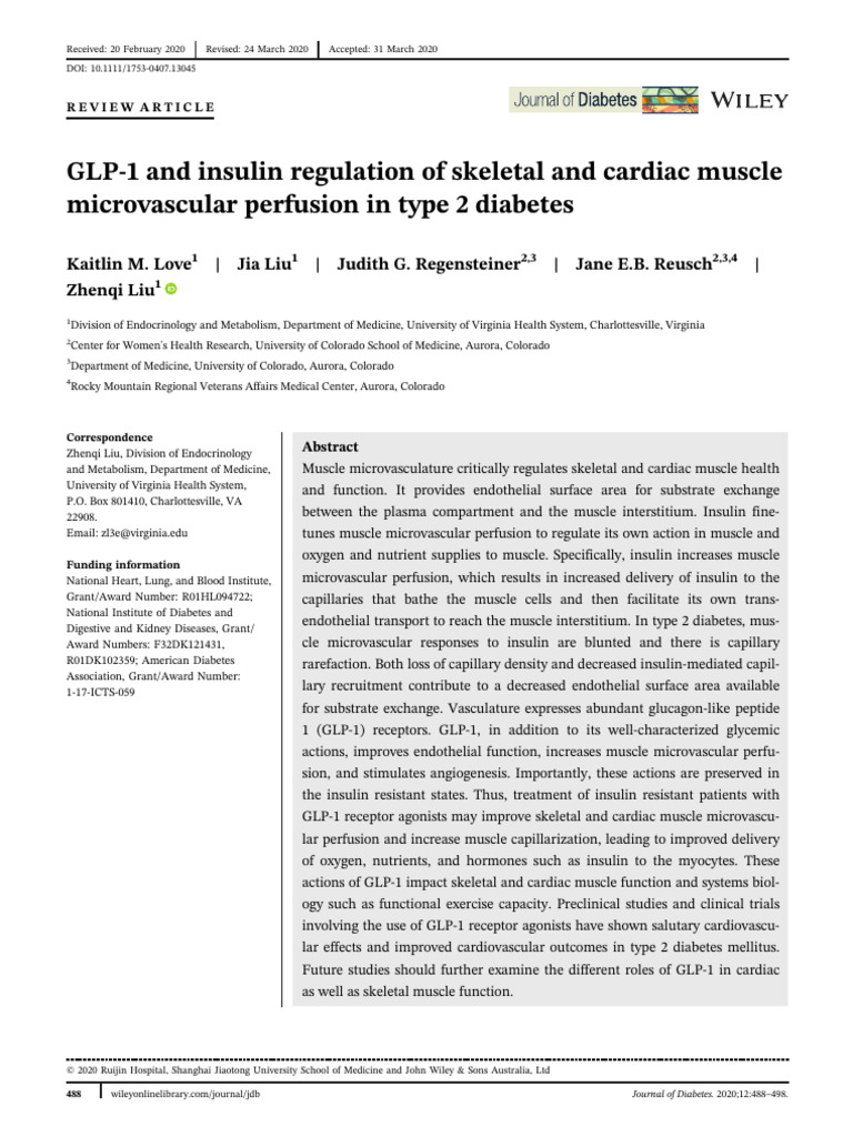 GLP-1 and Insulin Regulation of Skeletal and Cardiac Muscle ...