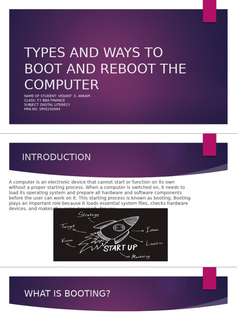 Vedant Ankam Digital Literecy | PDF | Booting | Computer Hardware