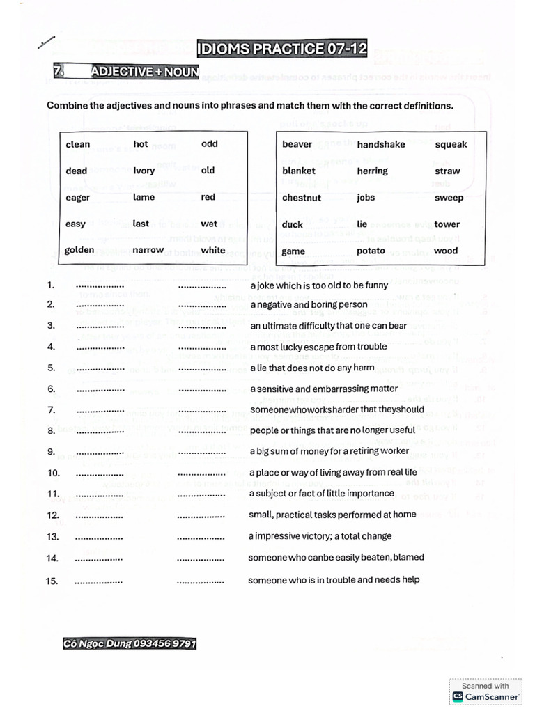 Idioms Practice 07-12 | PDF
