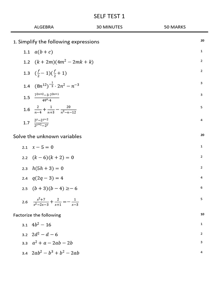 Self Test 1 | PDF
