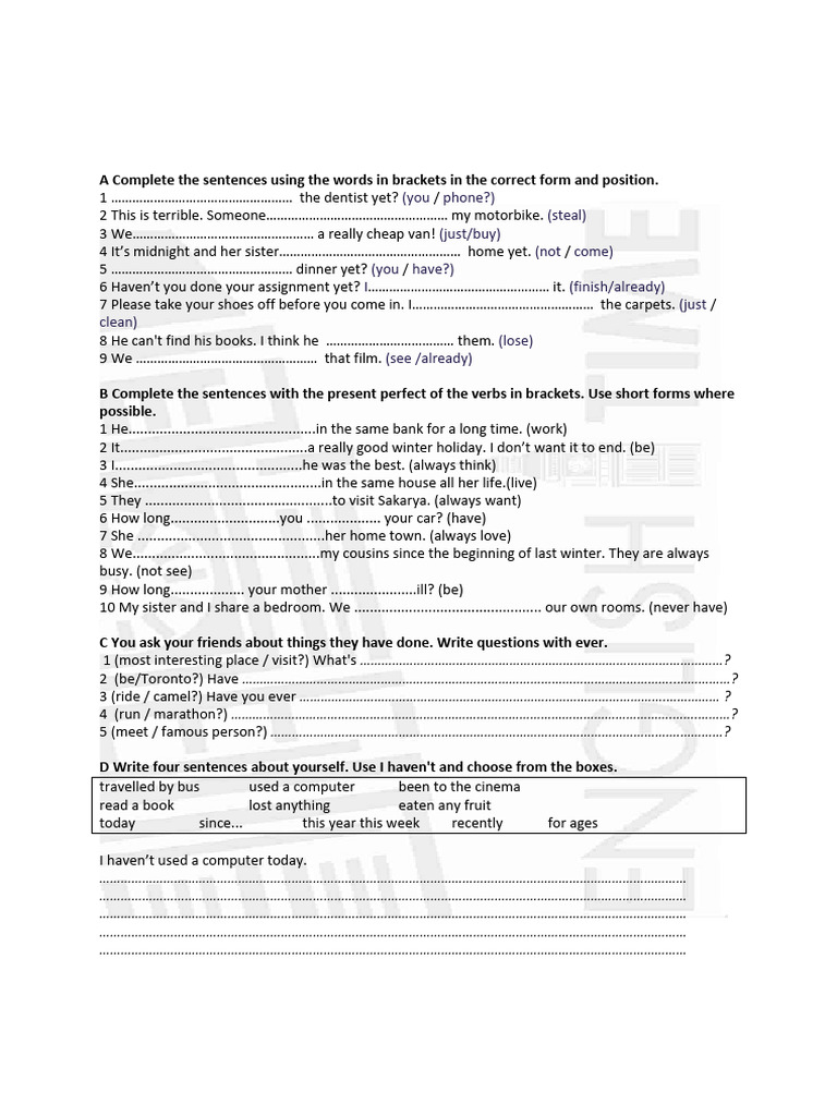 61 Present Perfect Tense | PDF | Language Mechanics | Grammar
