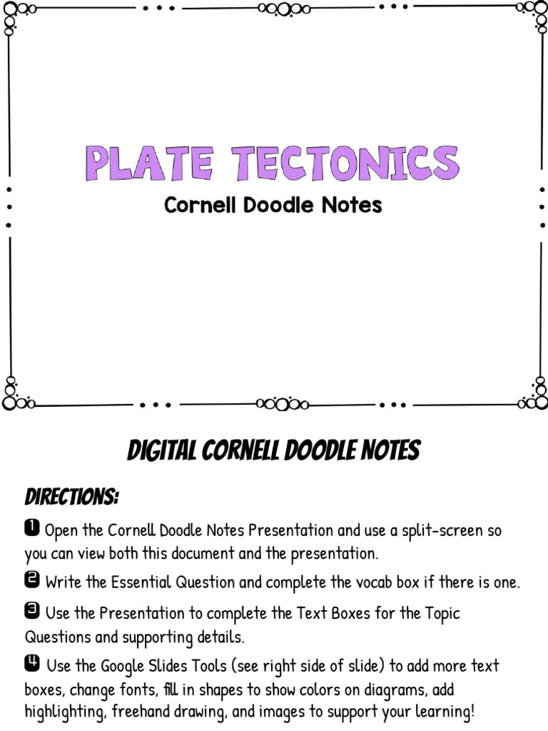 NIEMI Student Copy of Plate Tectonics Cornell Doodle Notes Google ...