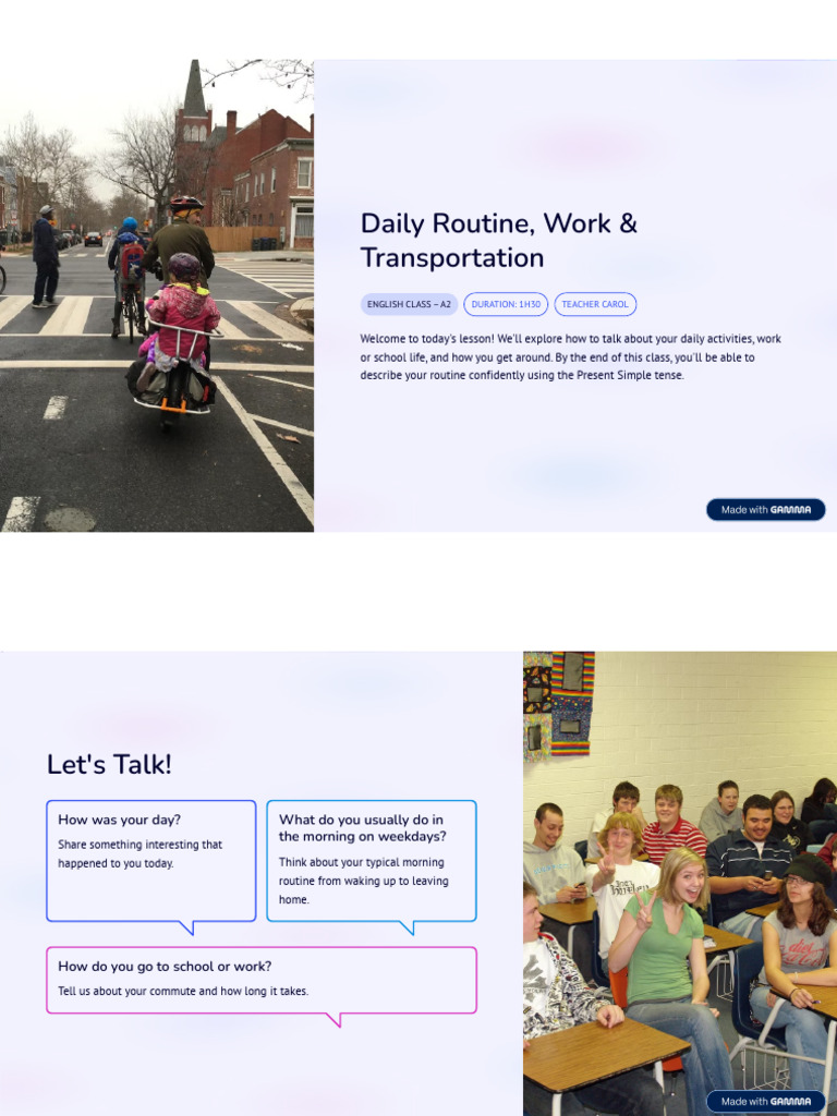 Daily Routine Work and Transportation | PDF | Verb | Language Mechanics