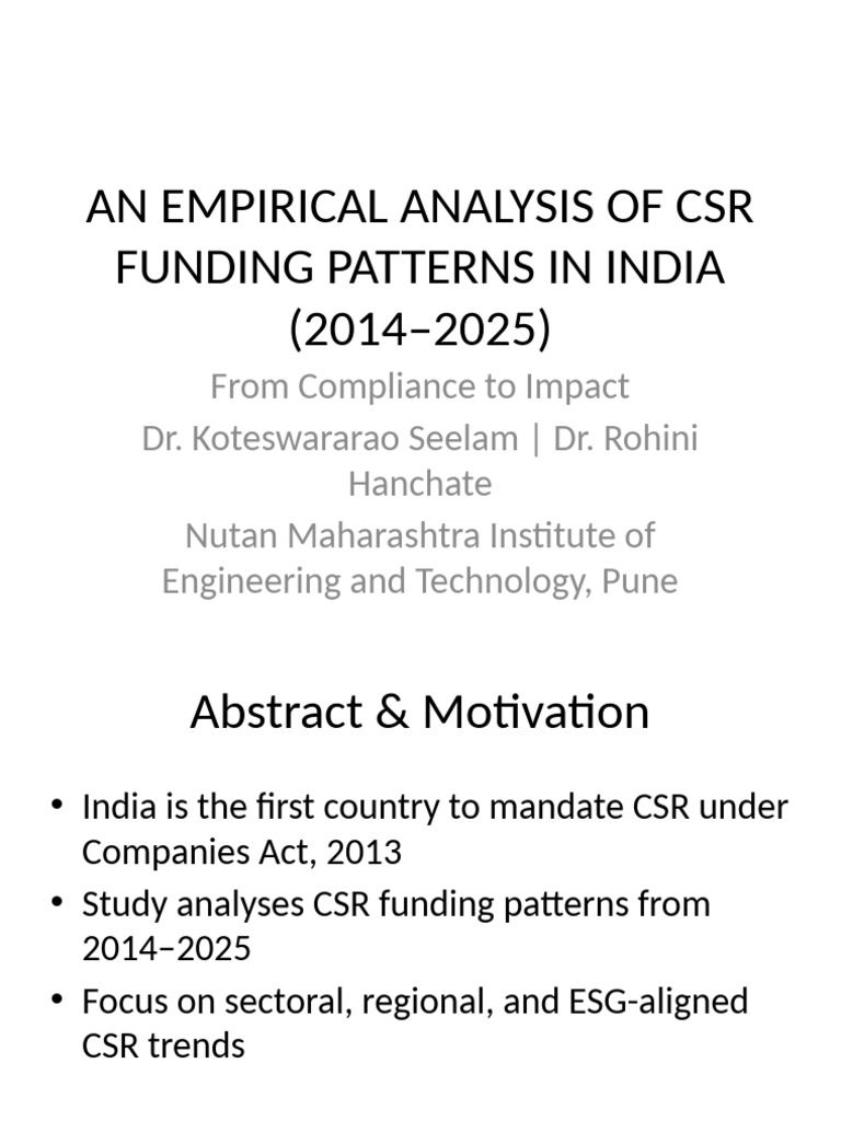 CSR Funding Patterns India Conference PPT | PDF