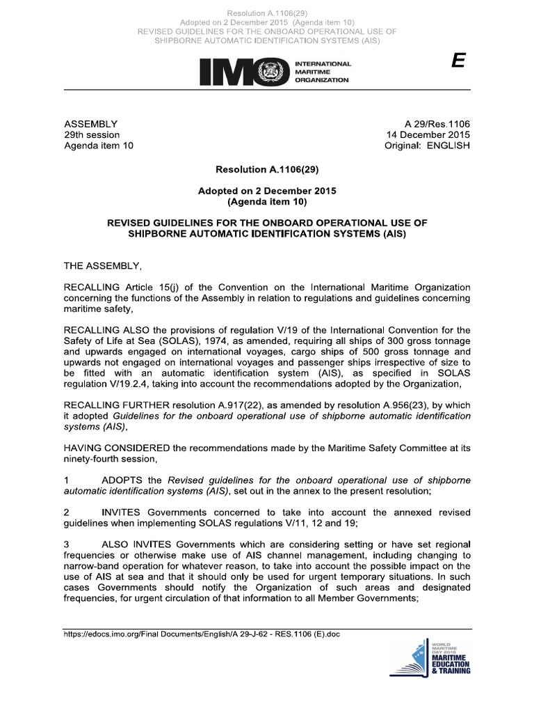 Imo Resolution Ais | PDF