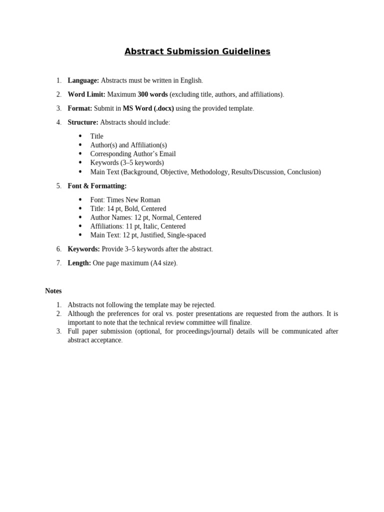 Abstract Submission Guidelines | PDF