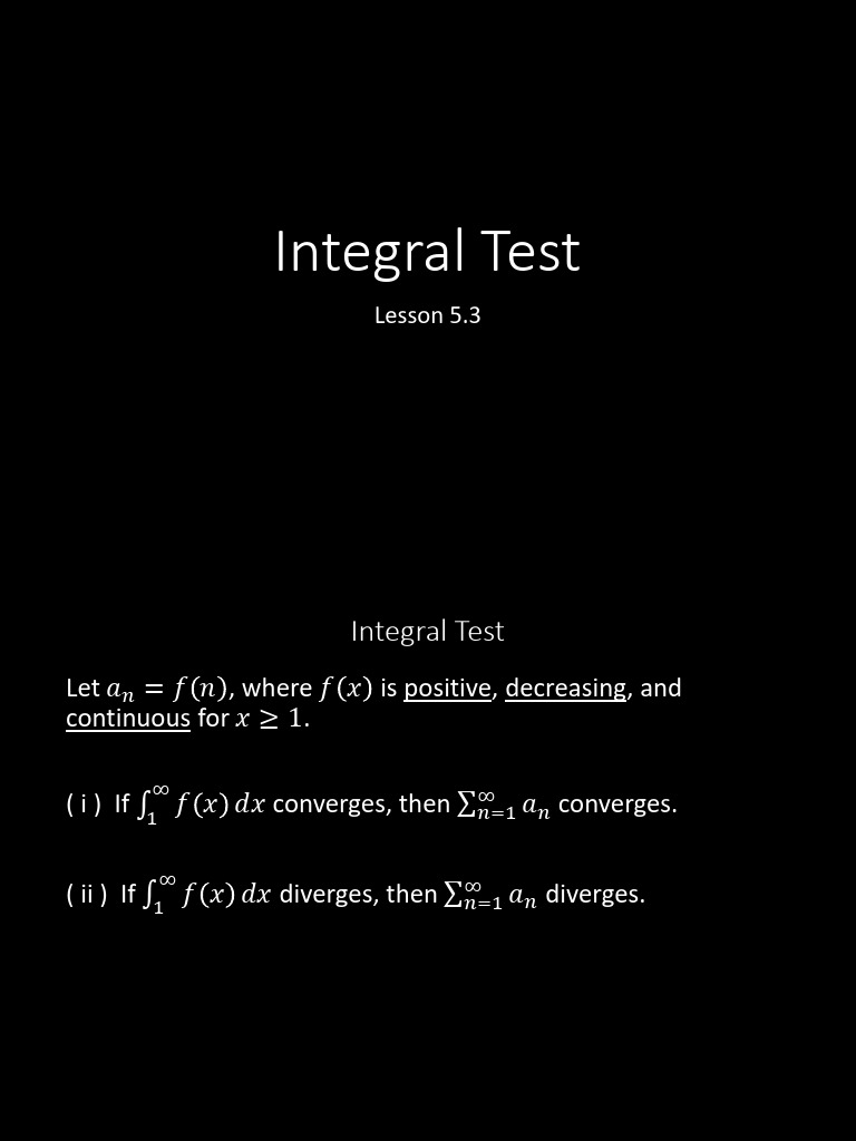 Lesson 5.3 - Integral Test | PDF