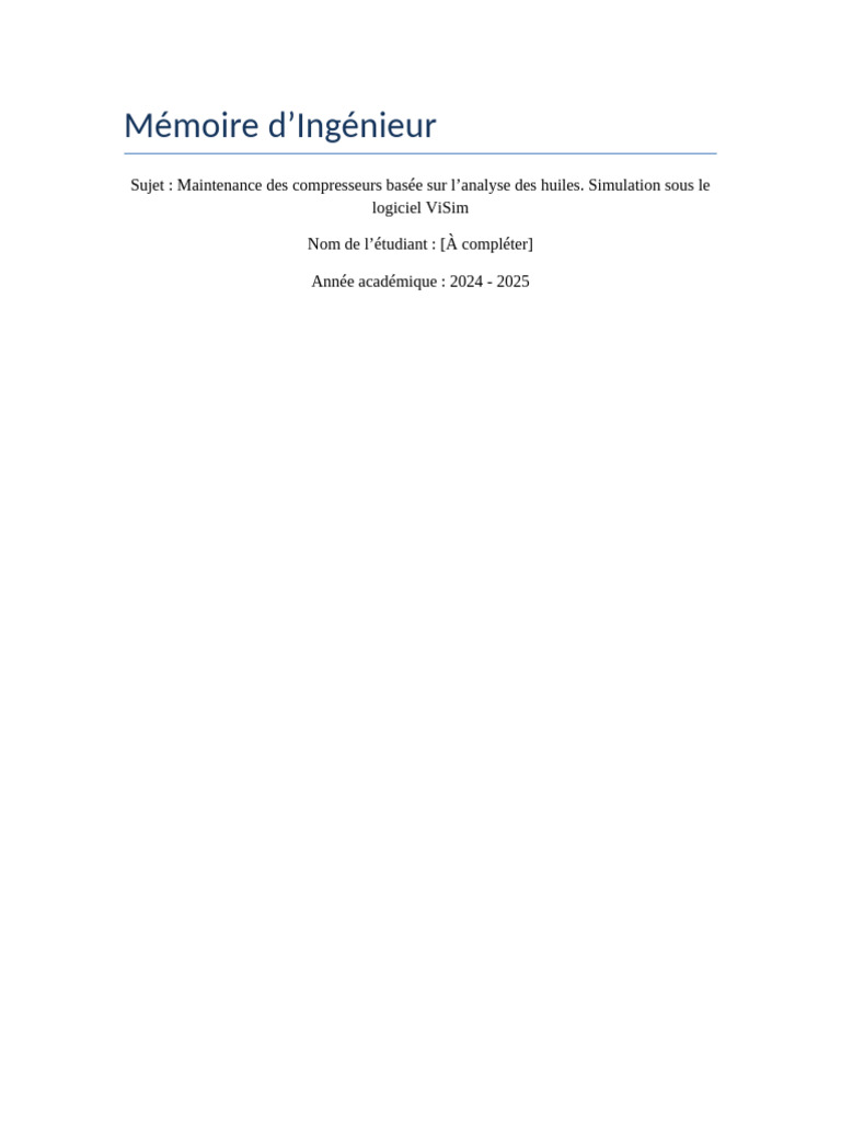 Memoire FINAL Compresseur Analyse Huile ViSim | PDF | Physique ...