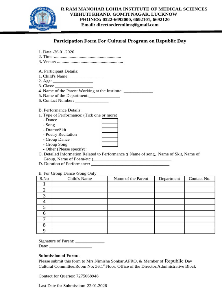 Participation Form 26th Jan | PDF