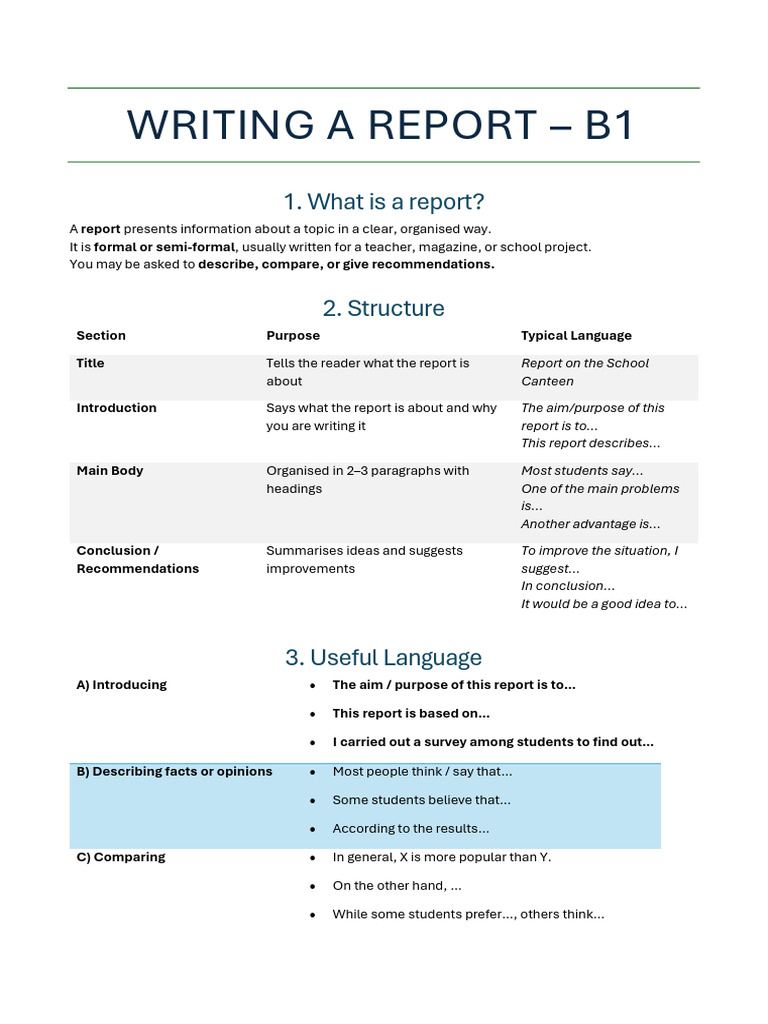 b1 Writing - Report | PDF | Human Communication