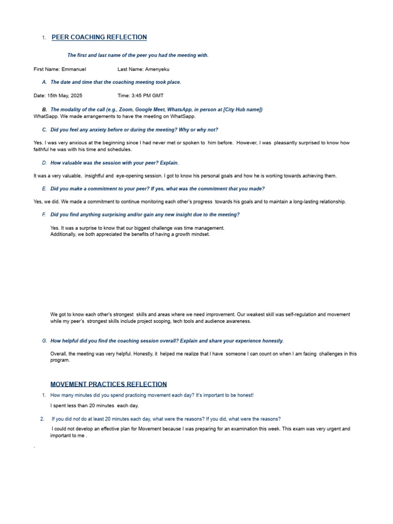 Peer Coaching Reflection | PDF | Learning | Cognition