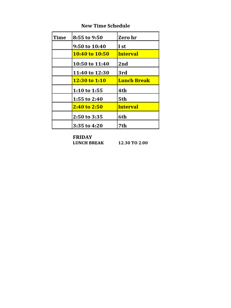 New Time Schedule | PDF