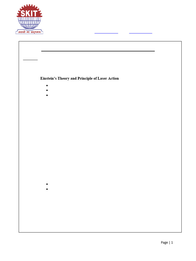 Unit 4 Photonics (Laser and Optical Fibre) | PDF | Laser | Light