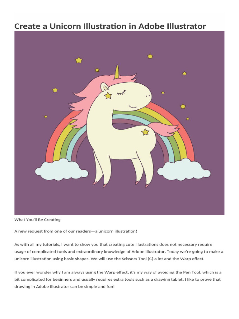 Create A Unicorn Illustration in Adobe Illustrator | PDF | Shape | Ellipse