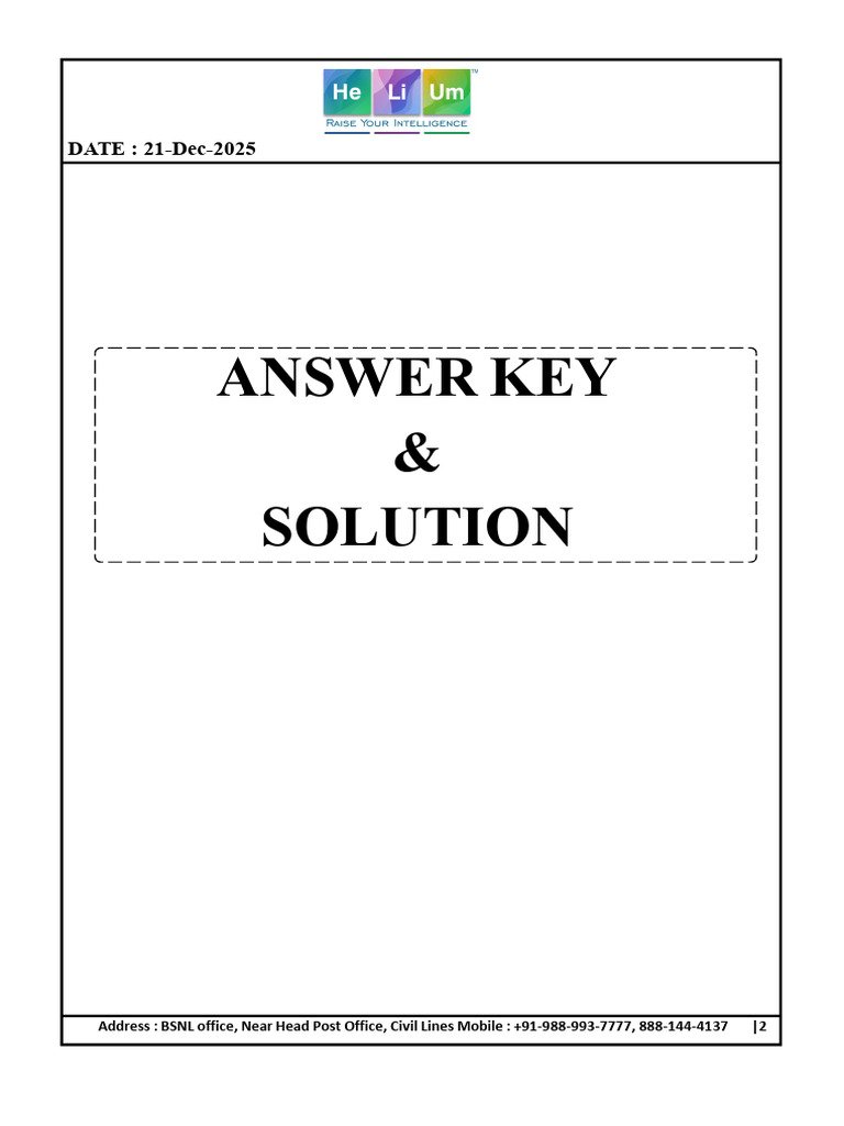 Answer & Solution (21.12.2025) | PDF | Atomic Orbital | Acid