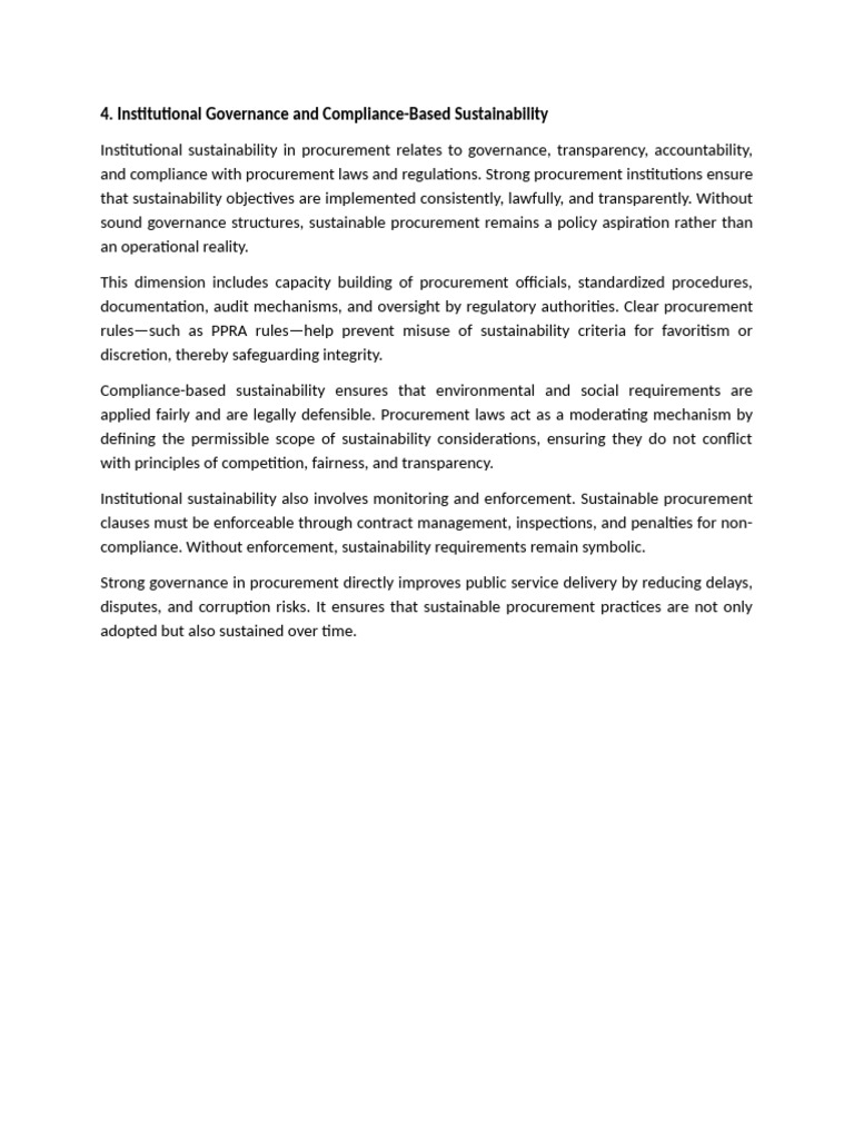 Institutional Governance and Compliance-Based Sustainability | PDF