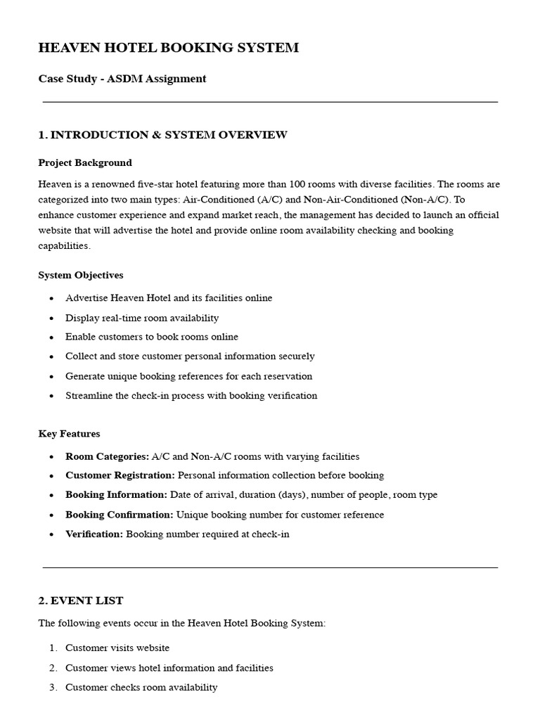 Heaven Hotel Booking System - Complete Case Study | PDF | Databases ...