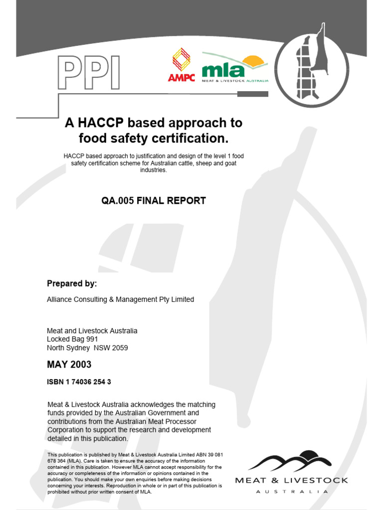 Qa.005 Final Report HACCP Slaughterhouse | PDF | Food Safety | Hazards