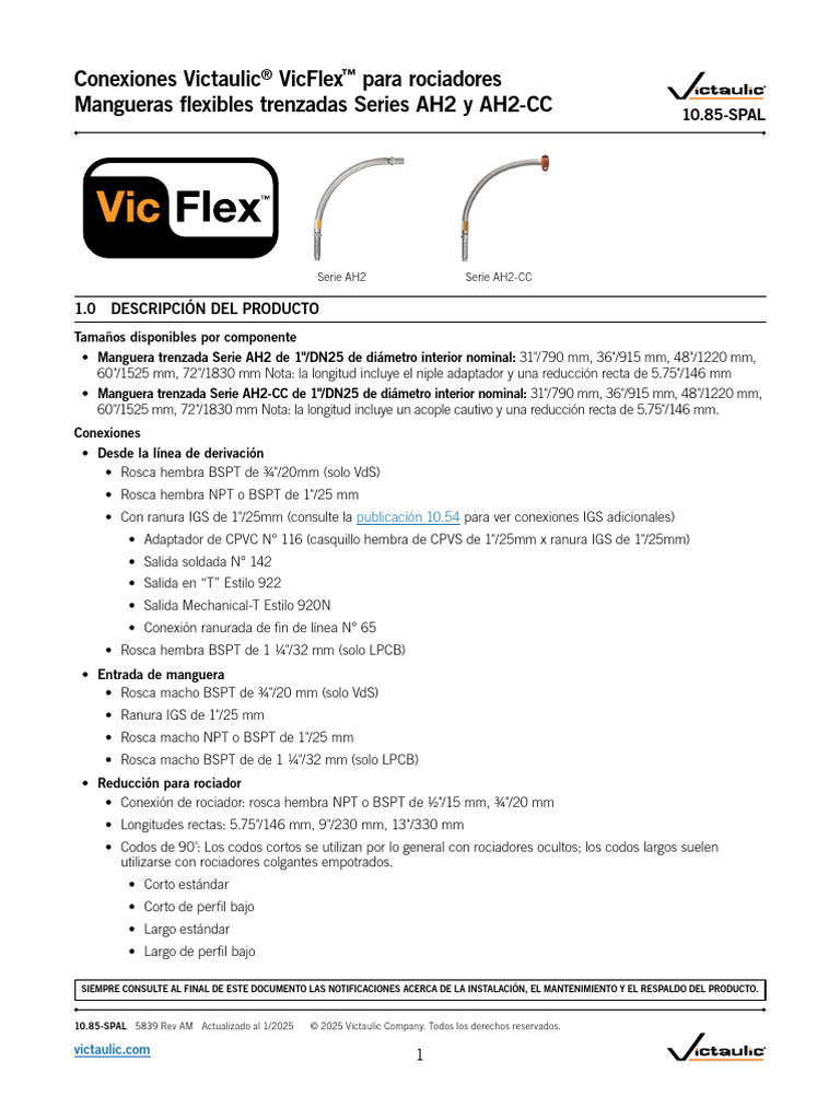 Vicflex Ah2-Cc y Bracket Ab7 | PDF | Acero | Zinc