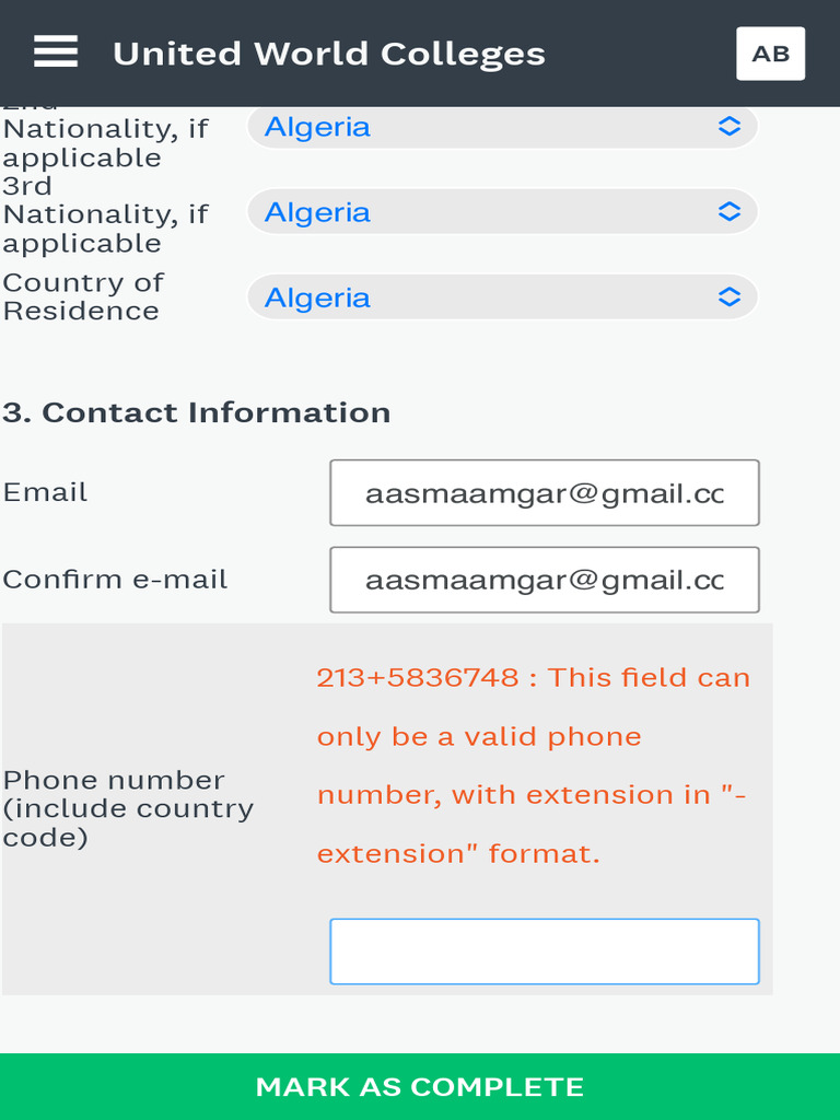 Personal Information UWC International Application Pathway - Entry 2026 ...