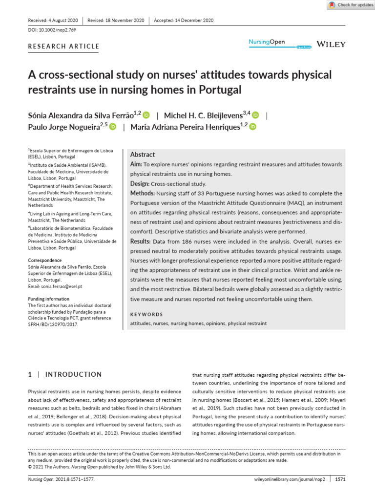 Ferrão - 2021 - A Cross Sectional Study On Nurses Attitudes Towards ...