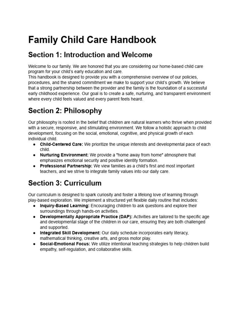 Family Child Care Handbook | PDF