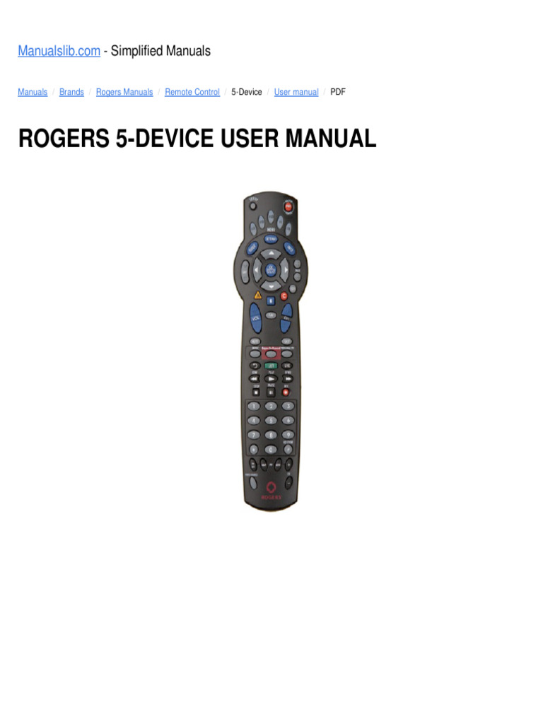 Rogers 5-Device User Manual: - Simplified Manuals | PDF | Digital Video ...