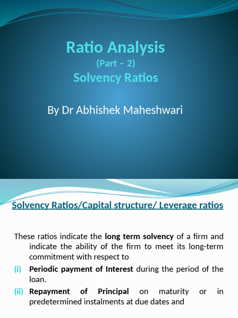 Unit-3 Ratio - Solvency Ratios | PDF | Debt | Interest
