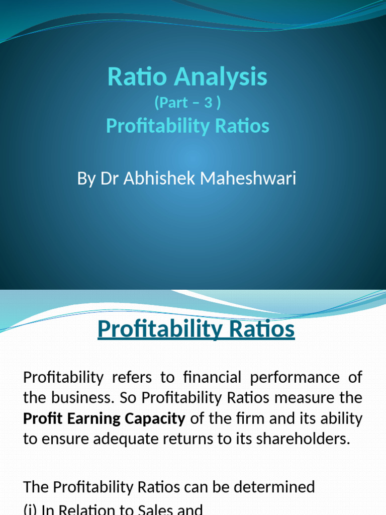 Unit-3 Ratio - Profitability Ratios | PDF | Dividend | Equity (Finance)