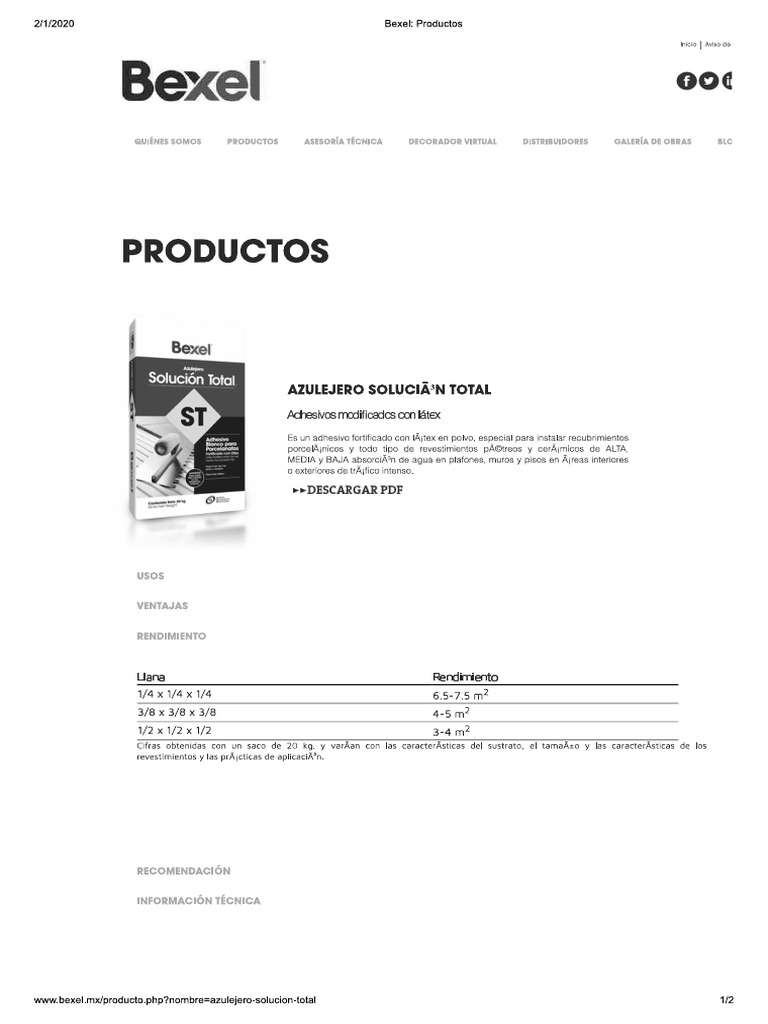 Bexel - Productos | PDF