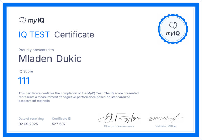 Certificate IQ 111 | PDF