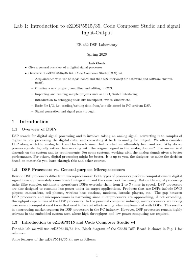Hardware Lab 1 2026 | PDF | Digital Signal Processor | Digital Signal ...