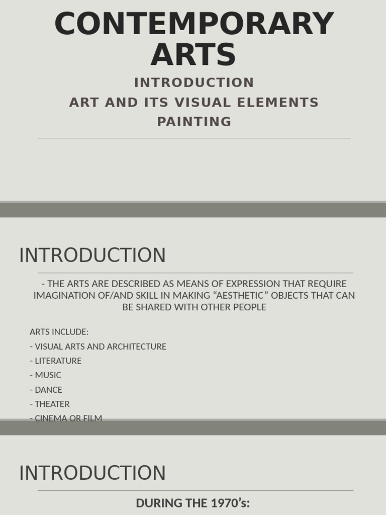 Contemporary Arts LESSON 1 and 2 Lesson 1 Visual Arts and Its Elements ...