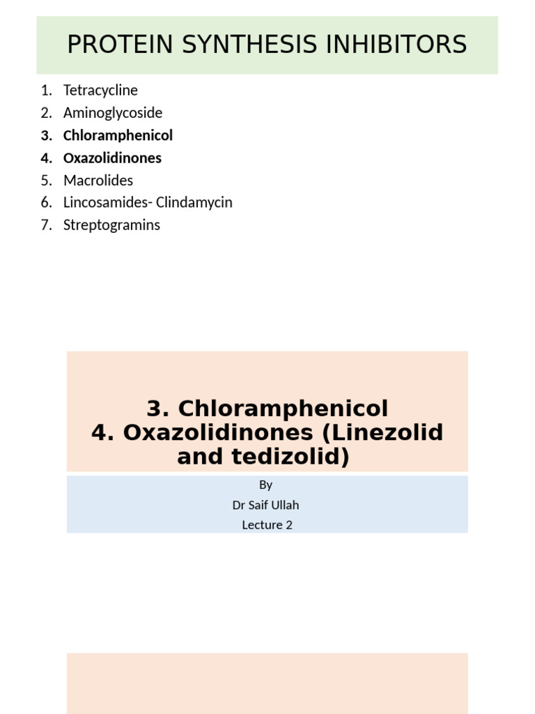 Chloramphenichol and Oxazolidinones | PDF | Antibiotics | Drugs