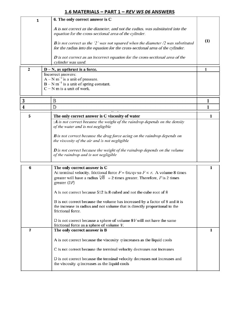 1.6 Materials - Part 1 - REV Ans | PDF