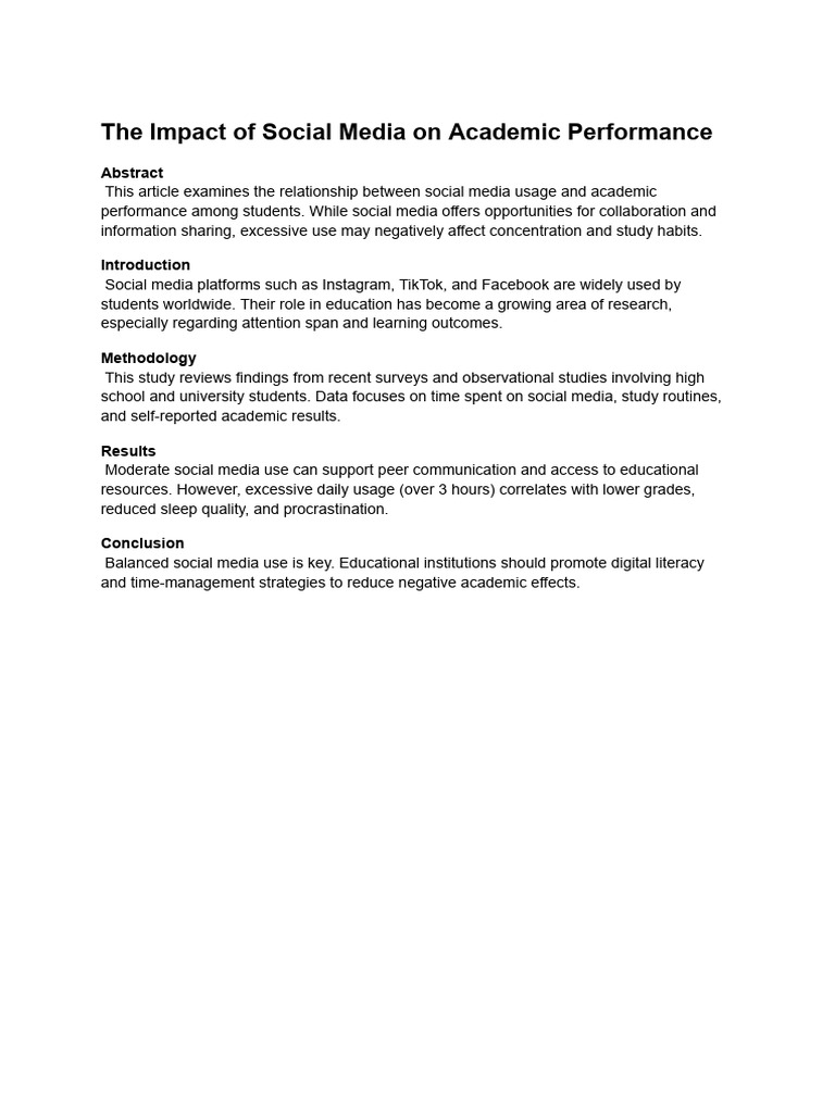 The Impact of Social Media On Academic Performance | PDF