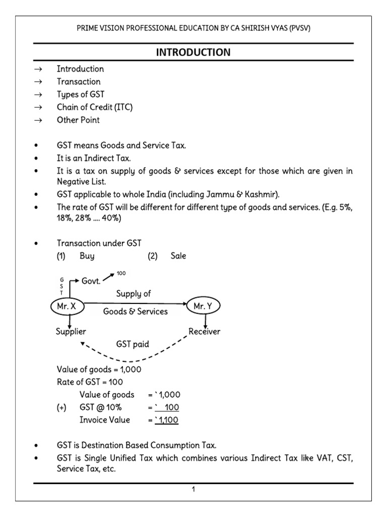 GST Compact Notes PVSV | PDF | Taxes | Government Finances