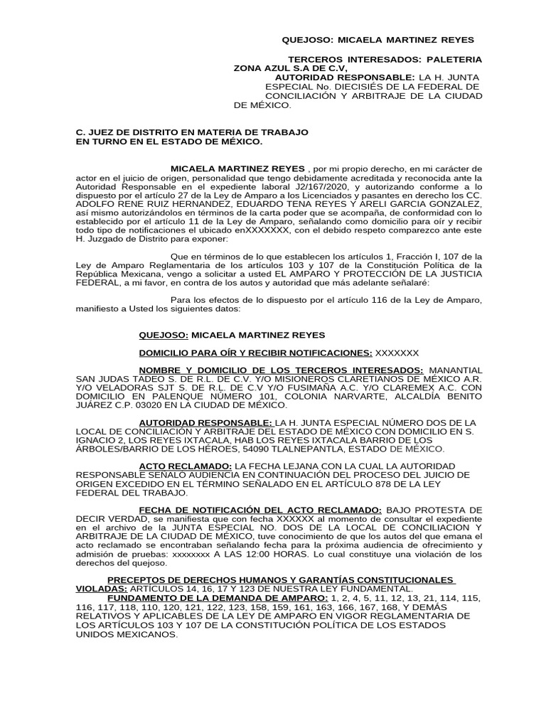 AMPARO Laboral | PDF | Caso de ley | Ley procesal