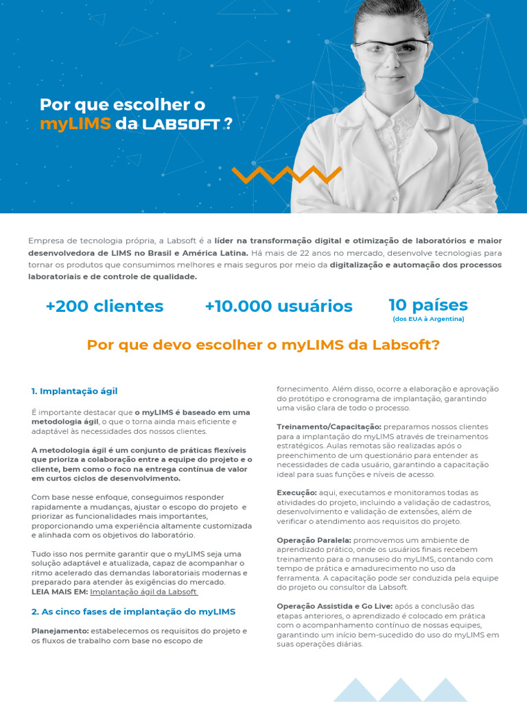 Por Que Escolher o myLIMS e Labsoft | PDF | Desenvolvimento ágil de ...