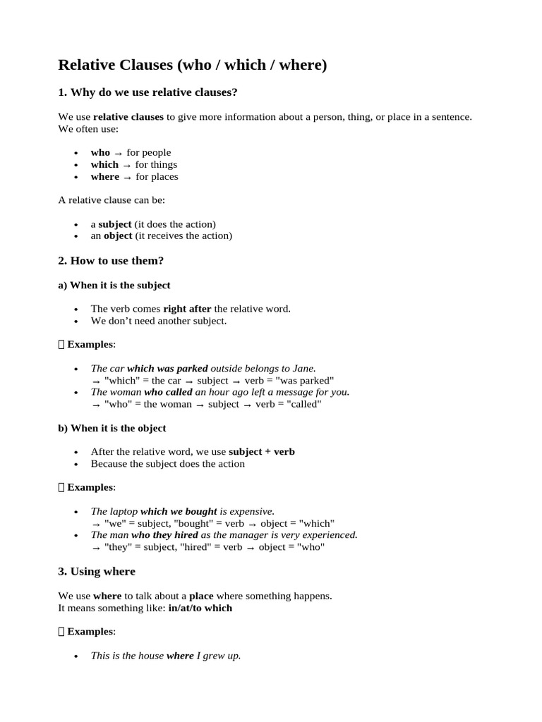 Relative Clause Explanation | PDF