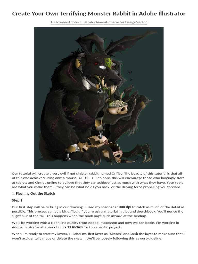 Create Your Own Terrifying Monster Rabbit in Adobe Illustrator | PDF | Fur
