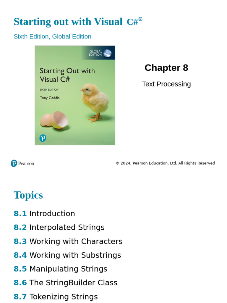 Chapter 08 Gaddis CSharp 6e | PDF | String (Computer Science) | Numbers