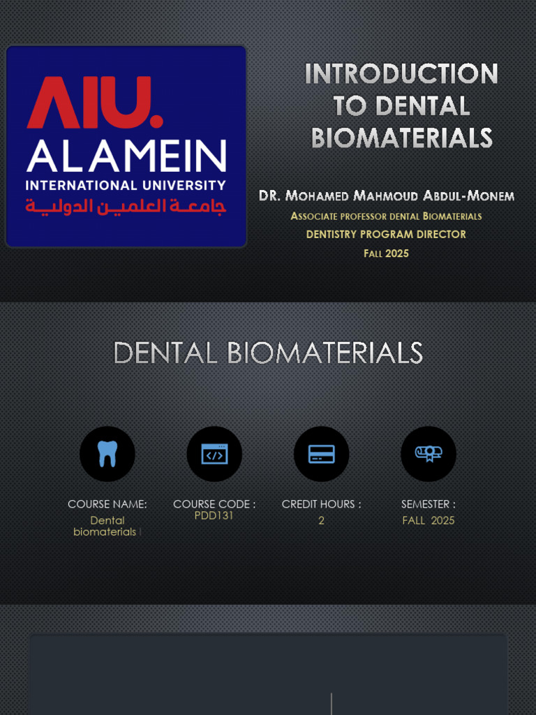 To Dental Biomaterials: Dr. M M A - M | PDF | Dental Material ...